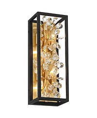 Possini Euro Design Carrine Modern Wall Light Sconce Sand Hardwire -Light Fixture Crystal Flower for Living Room
