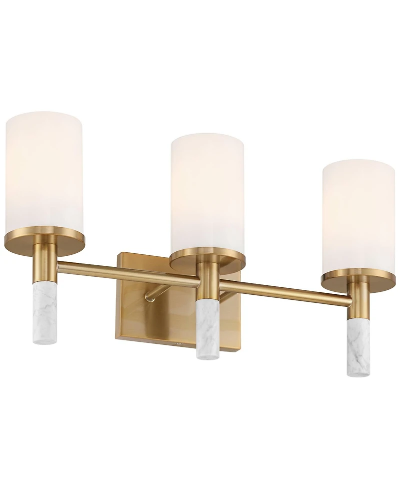 Possini Euro Design Lucius High Modern 3 Light Bathroom Vanity Wall Lamp Light Fixture Mount Hardwired Soft