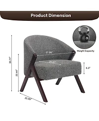 gaomon Mid-Century Modern Linen Upholstered Accent Chair with Solid Wood Frame, Comfortable Reading Armchair