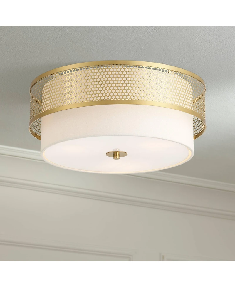 Possini Euro Design Marino and Linen 3-Light Ceiling Light