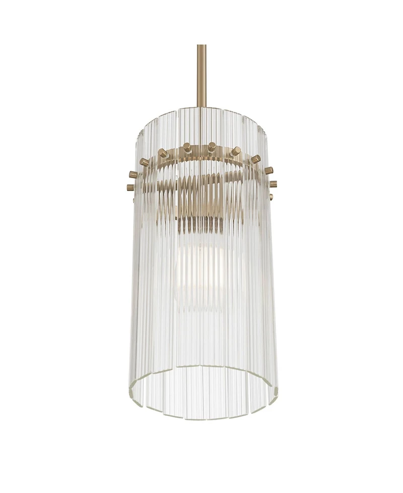 Possini Euro Design Emerson Matte Brass Fluted Glass Mini Pendant Light