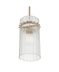Possini Euro Design Emerson Matte Brass Fluted Glass Mini Pendant Light