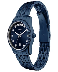 Fossil Women's Scarlette Day-Date Navy Stainless Steel Watch, 34mm
