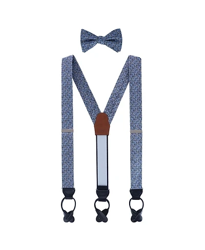 Trafalgar Men's Benito's Basketweave Silk Suspenders and Bow Tie Bundle