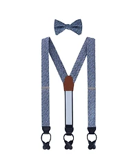 Trafalgar Men's Benito's Basketweave Silk Suspenders and Bow Tie Bundle