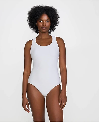 Lands' End Petite Tugless Ribbed X-Back One Piece Swimsuit