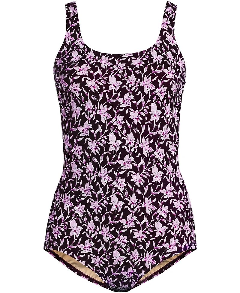 Lands' End Women's Long Torso Tugless Low Leg One Piece Swimsuit