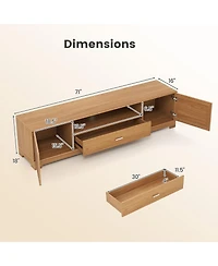 Gouun Farmhouse Rustic 71-Inch Tv Stand with Cabinets and Drawer