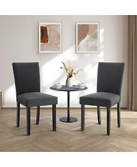gaomon Set of 2 Upholstered Parsons Dining Chairs with Nailhead Trim and Solid Wood Legs