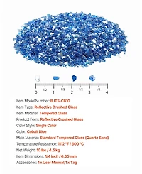 Sugift 10LBS Reflective Smokeless Fire Glass for Fire Pit Table 1/4 in Crushed Tempered Glass