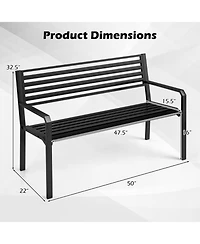 Gouun 50 in Metal Park Bench for 2-3 People with Backrest 660 lbs Capacity