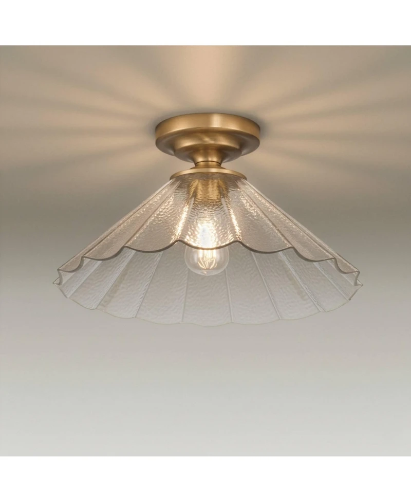 Possini Euro Design Possini Euro Vandross 15 3/4" Wide Warm Brass Cast Glass Ceiling Light