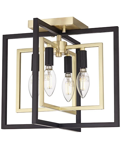 Possini Euro Design Nima Modern Glam Ceiling Light Semi Flush-Mount Fixture 13" 4-Light for Bedroom Kitchen Living Room