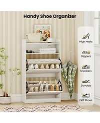 Gouun Shoe Storage Cabinet Hidden Shoe Rack with 2 Flip Drawers Adjustable and Removable Shelves