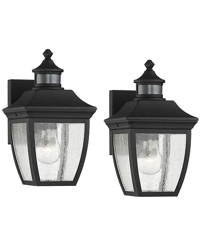John Timberland Beaufort Vintage Outdoor Wall Light Fixtures Set of 2 Motion Sensor Dusk to Dawn Clear Seedy Glass for Exterior