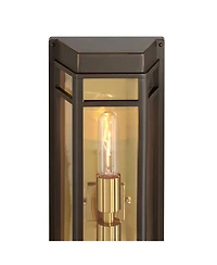 John Timberland Catie High Modern 2-Light Outdoor Wall Light Fixture Mount Porch House Sand Brass Finish Aluminum
