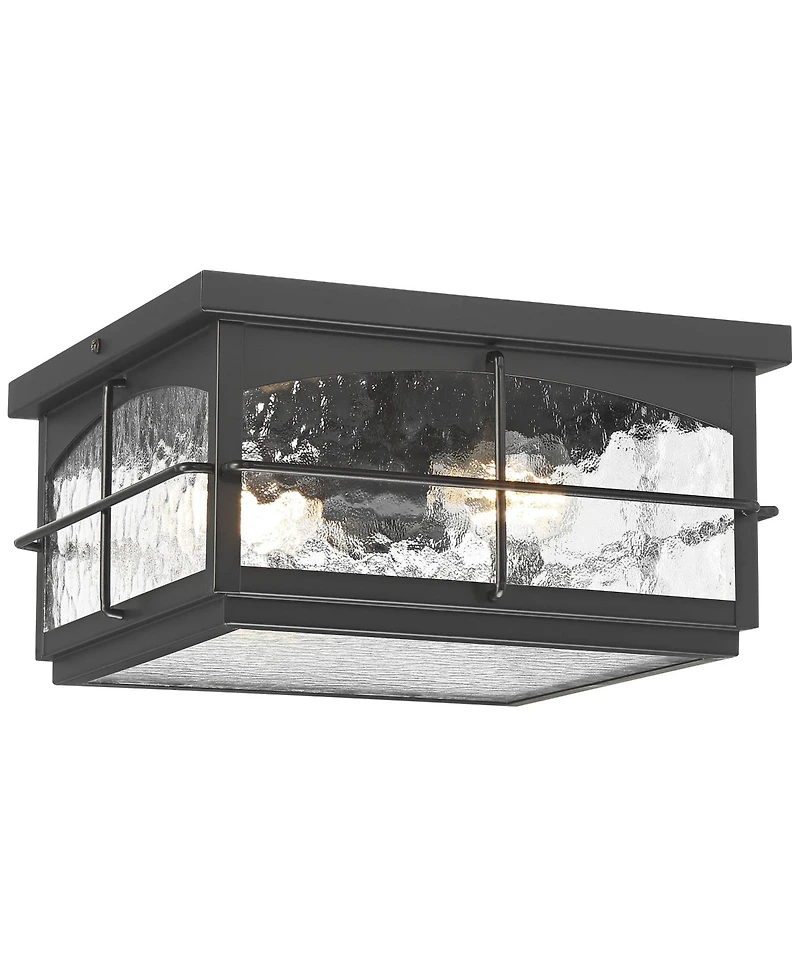 John Timberland Braylon Hammered Glass Outdoor Ceiling Light