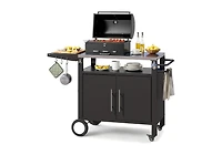 Aecojoy Outdoor Grill Table with Storage Cabinet, Rolling Bar Grill Cart with Wheels, 50''×20''×32.2''