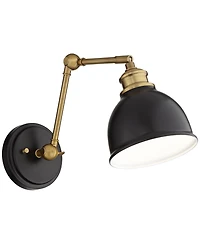Barnes and Ivy Sania Modern Swing Arm Wall Lamp Brass Plug-in Light Fixture Adjustable Up Down Shade for Bedroom Bedside Living Room Home House