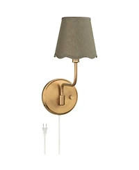 Possini Euro Design Ophelia 9 1/2"H Warm Brass Plug-In Wall Sconce