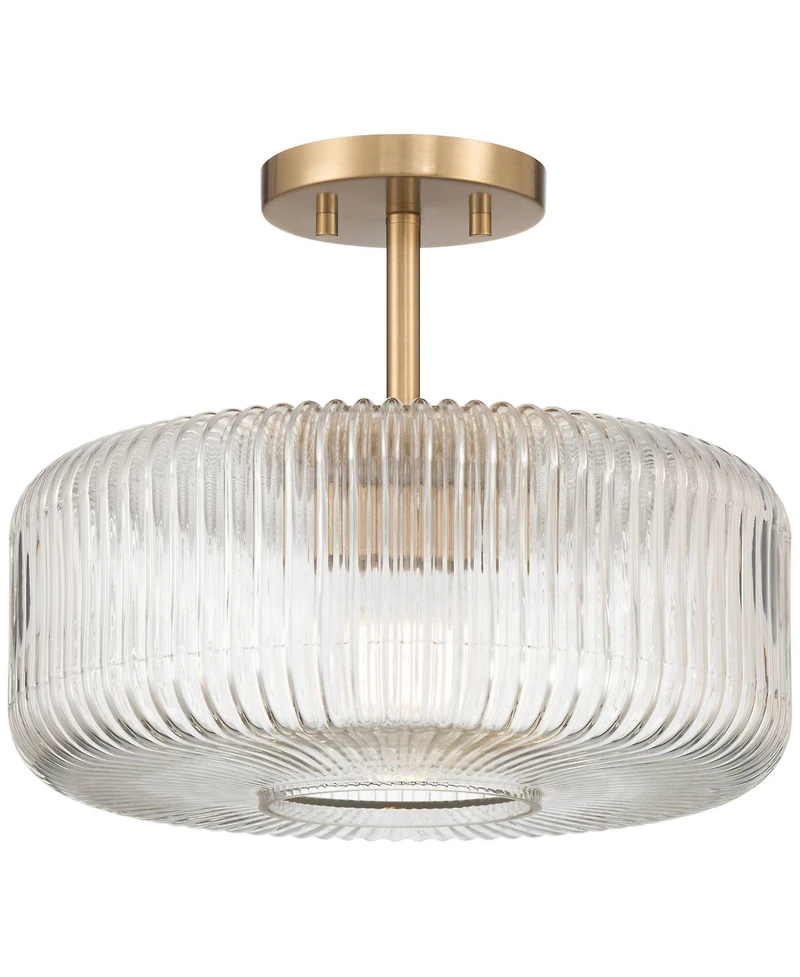 Possini Euro Design Possini Euro Bernado 14"W Warm Brass and Fluted Glass Ceiling Light