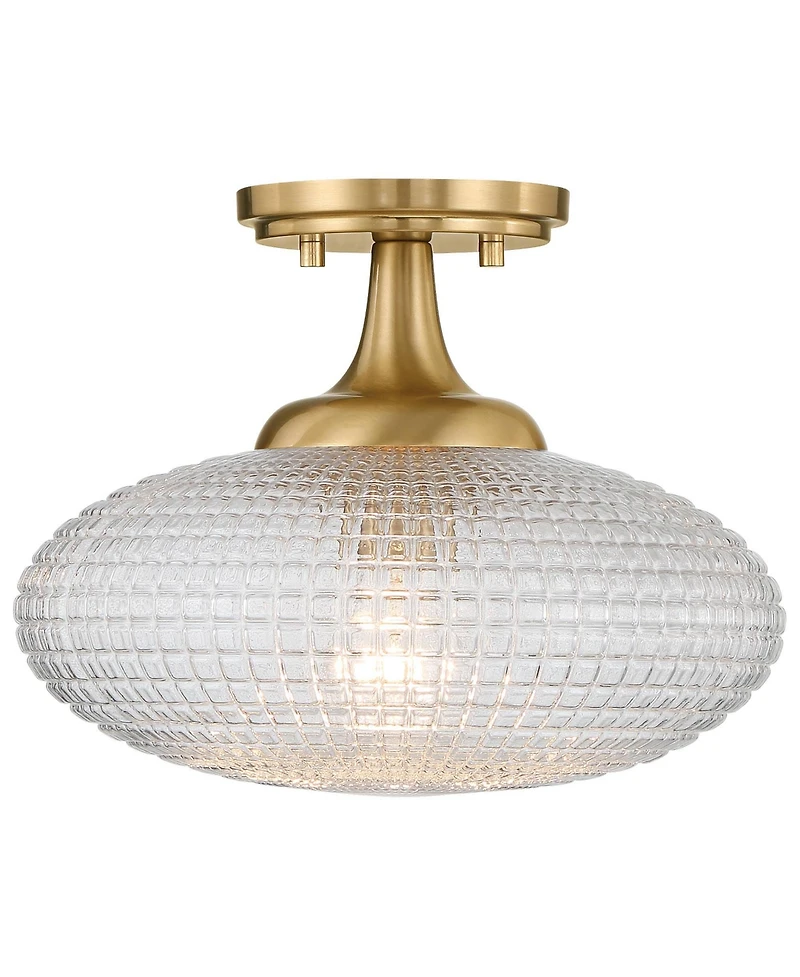 Possini Euro Design Possini Euro Voltri 12"W Warm Brass and Vintage Glass Ceiling Light
