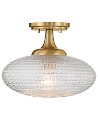 Possini Euro Design Possini Euro Voltri 12"W Warm Brass and Vintage Glass Ceiling Light