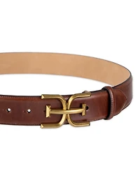 Sam Edelman Women's Double-e Plaque Buckle Leather Belt