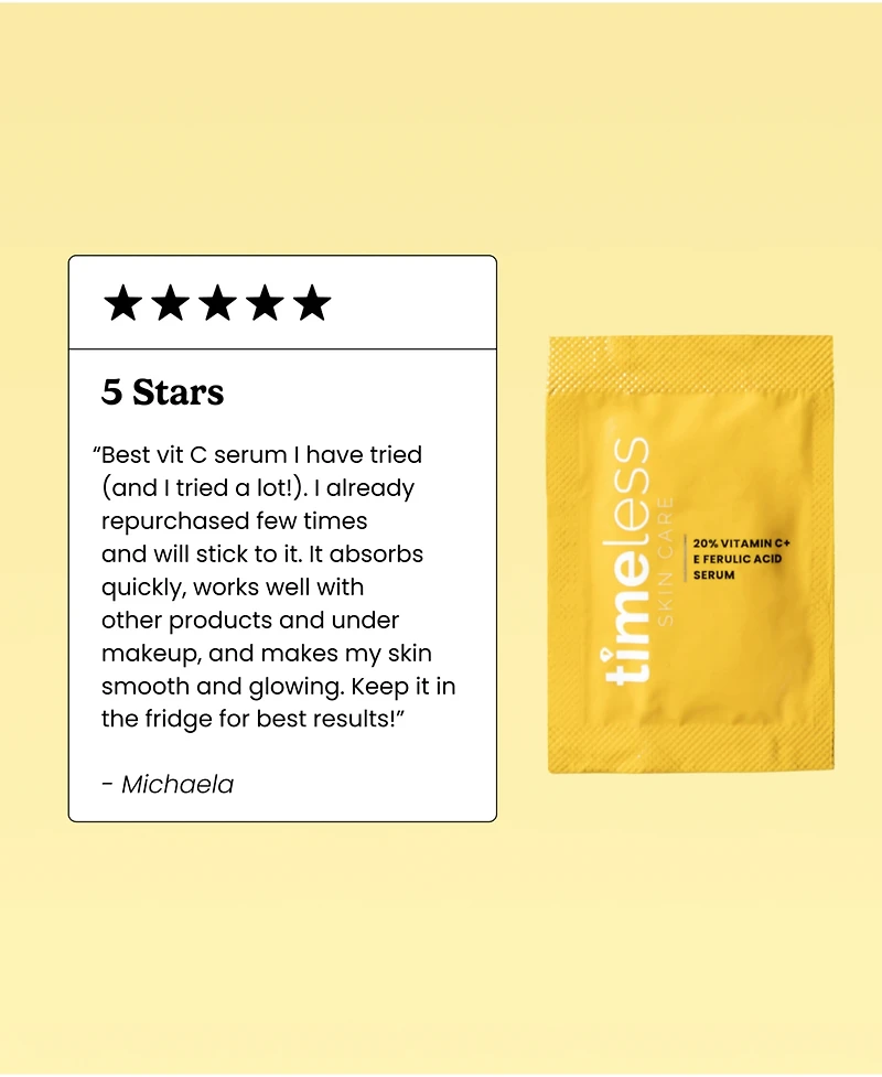 Timeless Skin Care 20% Vitamin C + E Ferulic Acid Serum Single Use Pouches