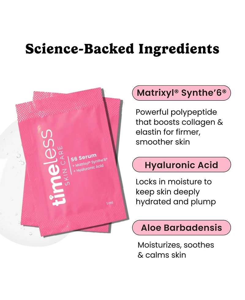 Timeless Skin Care Matrixyl Synthe 6 Peptide Serum Single Use Pouches