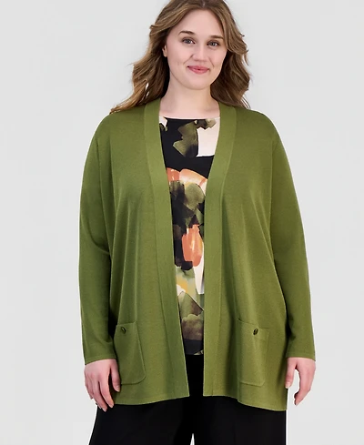 Anne Klein Plus Malibu Open-Front Cardigan