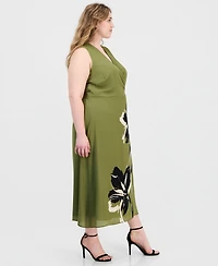 Anne Klein Plus Faux-Wrap A-Line Midi Dress