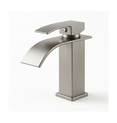 Busdays Brushed Nickel Single Handle Bathroom Faucet Stainless Steel Single Hole Lavatory Faucet