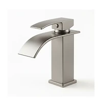 Busdays Brushed Nickel Single Handle Bathroom Faucet Stainless Steel Single Hole Lavatory Faucet
