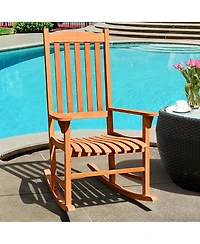Gymax 2 Pcs Outdoor Eucalyptus Rocking Chair Single Rocker for Patio Deck