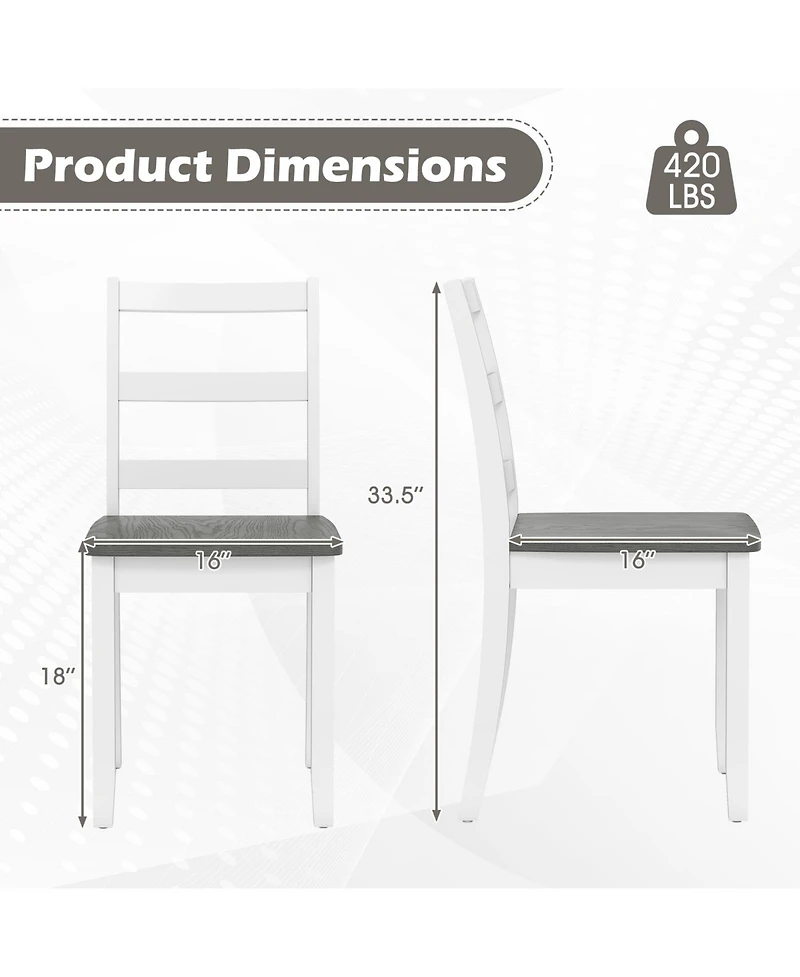 Sugift Wood Dining Chairs Set of Four with Solid Wood Legs