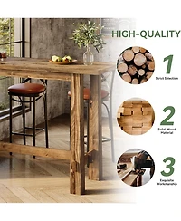 Tribesigns 63" Solid Wood Bar Table, Tall Pub Table for 4-6 People, Kitchen Counter Height Table for Dining & Home Bar
