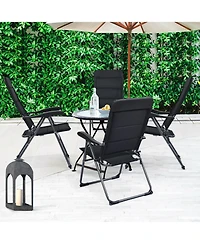 Gymax 4PCS Patio Folding Chairs Back Adjustable Reclining Padded Garden Furniture