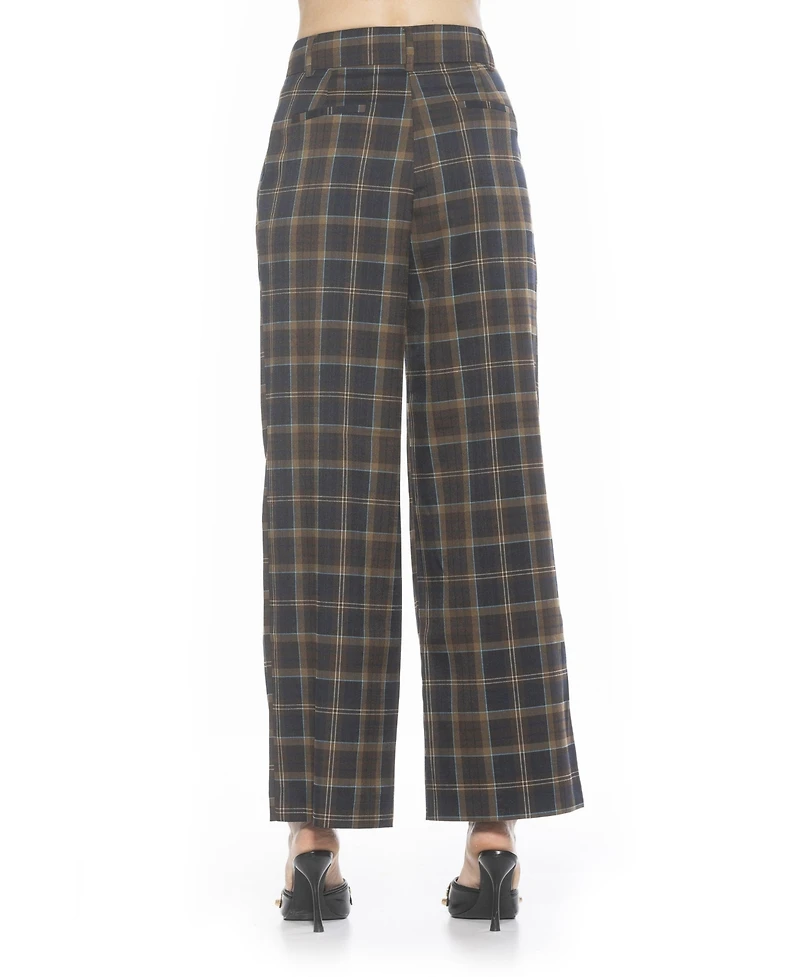 Alexia Admor Women's Elodie Plaid Wide Leg Pants