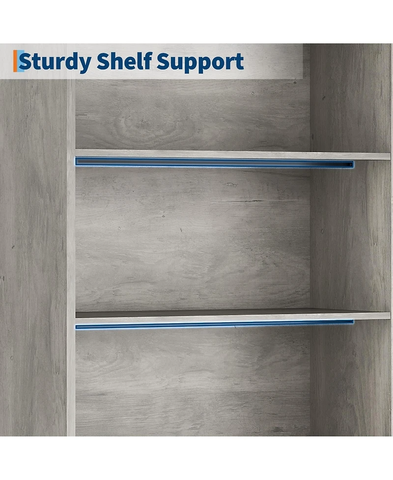 gaomon 5-Tier Tall Bookcase with Adjustable Shelves and Doors, Metal Legs Bookshelf for Home