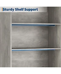 gaomon 5-Tier Tall Bookcase with Adjustable Shelves and Doors, Metal Legs Bookshelf for Home