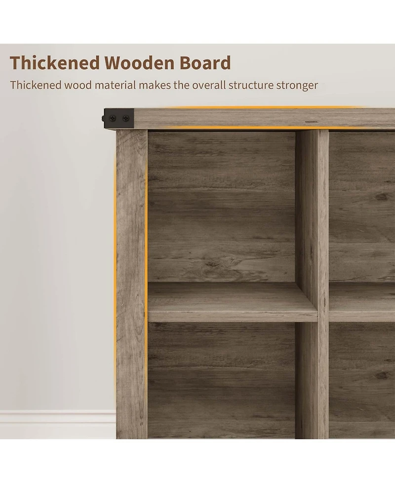 gaomon 9-Cube Storage Organizer Bookshelf, 4-Tier Farmhouse Horizontal Bookcase, Wood Storage