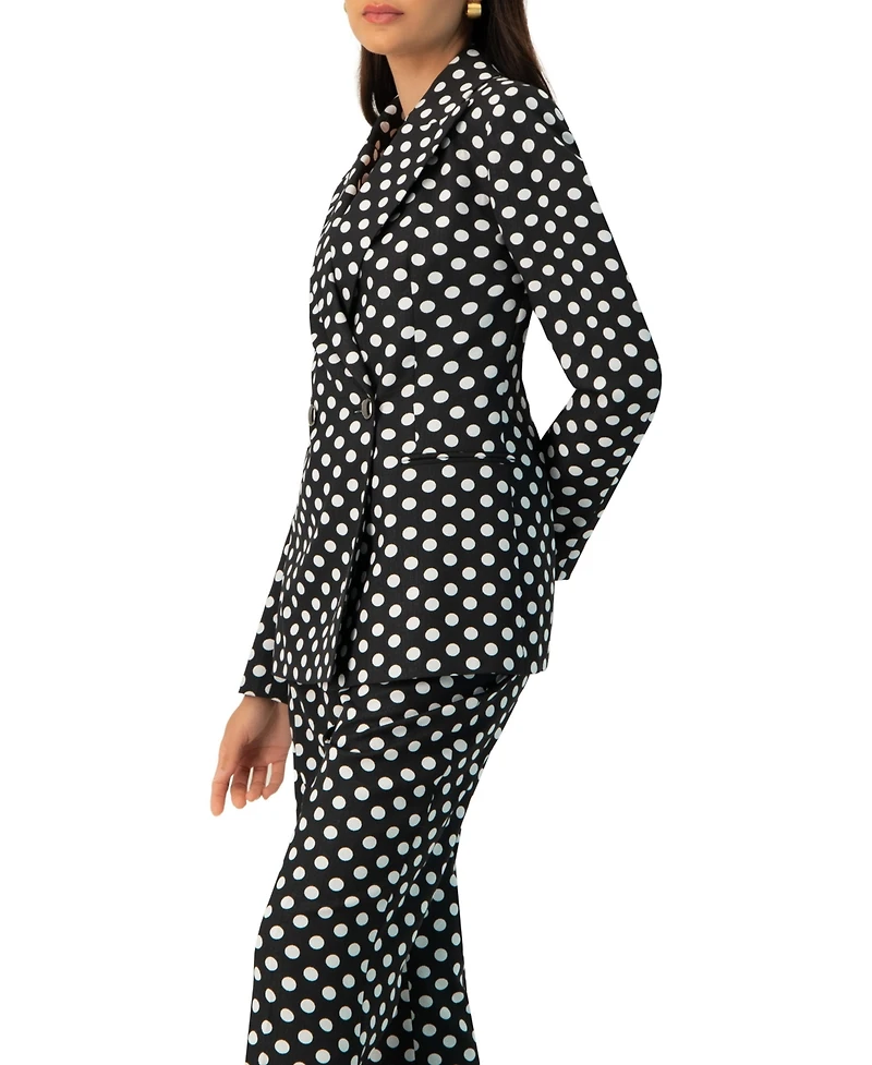 Ivonne Women's Double-Breasted Polka Dot Blazer