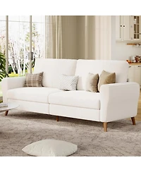 gaomon 84 Inch Modern Sofa Couch, Large 3-Seater Sofa with Streamlined Armrests, Pu Leather Loveseat Wood Feet, Comfy Couch for Living Room, Apartment