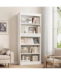 gaomon Tall Vintage 5-Tier Wooden Bookshelf with Double Fluted Design