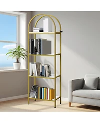 gaomon 4-Tier Modern Arched Bookshelf with Metal Frame, Tall Open Display Rack