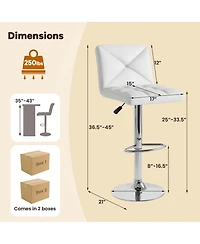 Gymax 4 Pcs Bar Stools Pu Leather Swivel Chairs Height Adjustable Upholstered Barstools
