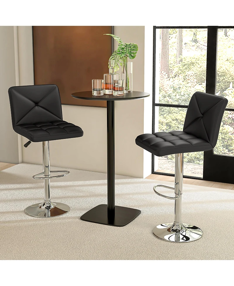 Gymax 4 Pcs Bar Stools Pu Leather Swivel Chairs Height Adjustable Upholstered Barstools