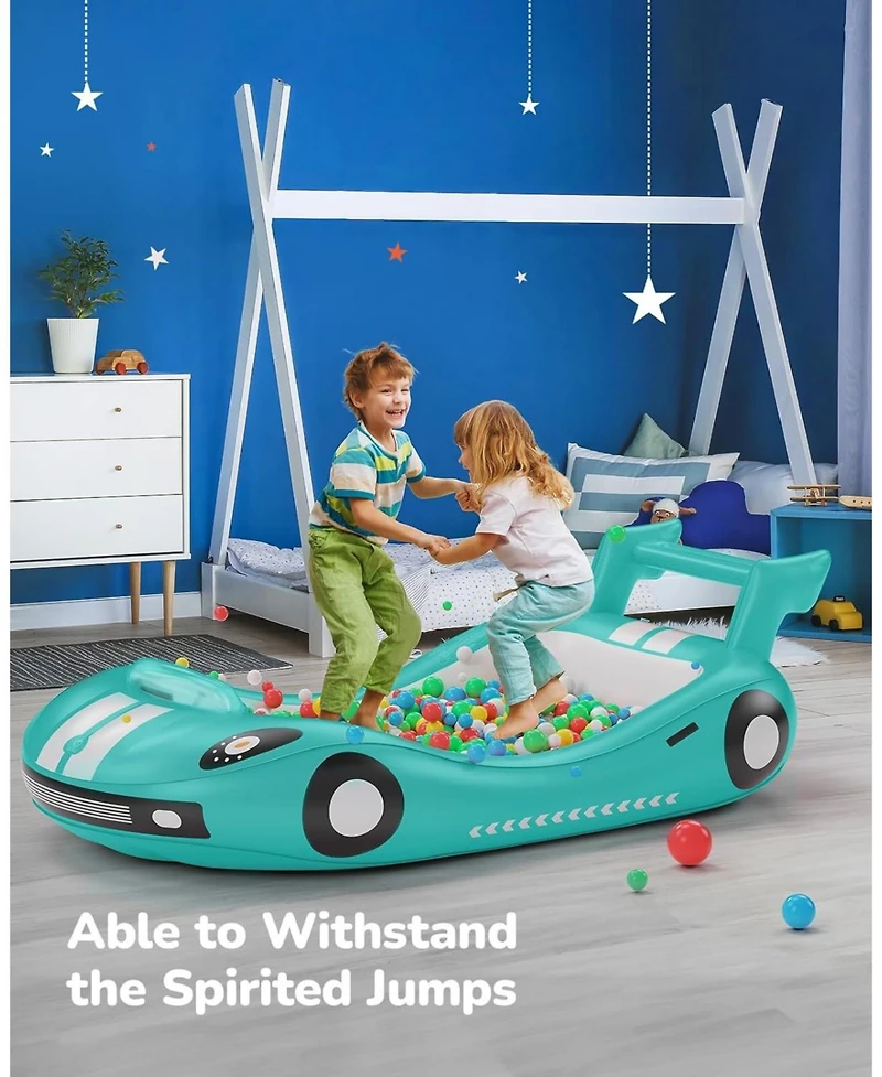 Qpau Inflatable Toddler Travel Bed with Side Rails, Portable Toddler Air Mattress for Camping and Travel, Hand Pump Included