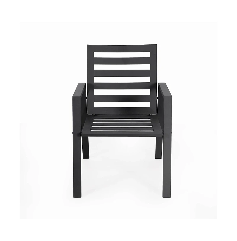 LeisureMod Chelsea Outdoor Dining Armchair Set of 4, Modern Patio Chair with Aluminum Frame, Weather Resistant Uv-Protected Cushions Olefin Fabric
